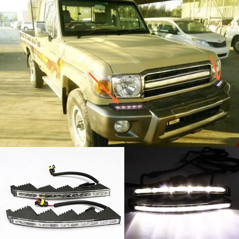 

A Pair White LED Daytime Running Light Fog Lamp for Toyota Land Cruiser 2013-15