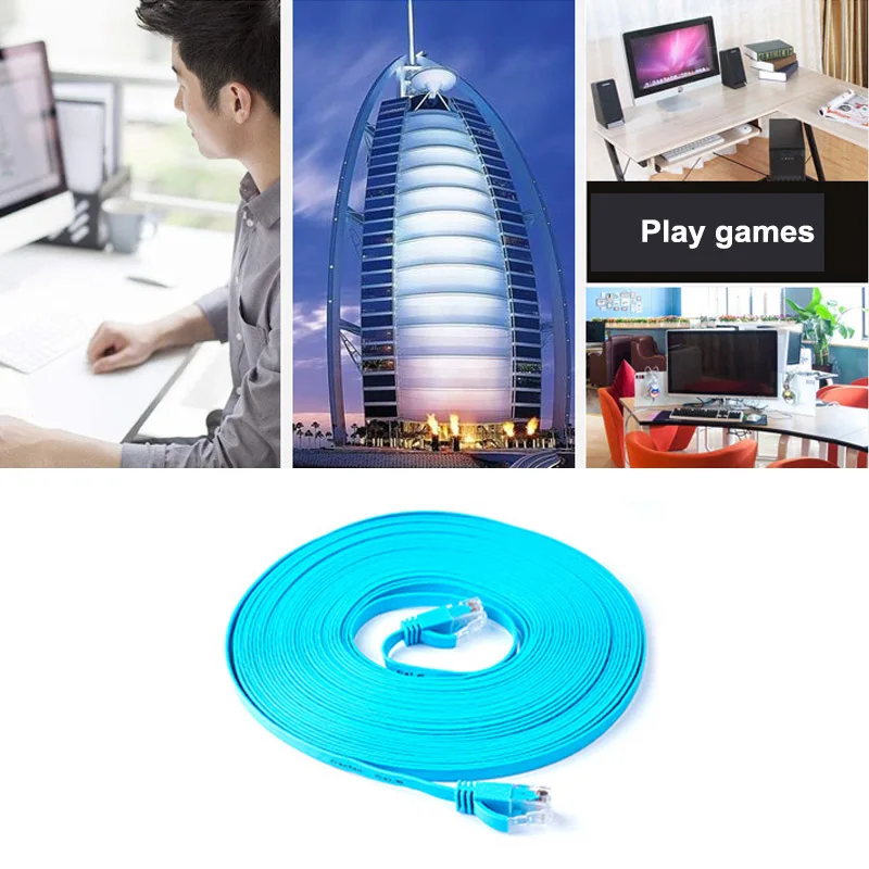 Плоский CAT6 RJ45 Ethernet сетевой кабель Патч UTP Lan Кабельный разъем для компьютерного