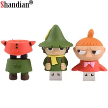 SHANDIAN мультяшный флеш-накопитель 64 ГБ 32 ГБ оперативной памяти, 16 Гб встроенной памяти 4 Гб мультфильм долина Мумми-троллей флеш-накопитель u-диск маленький мой/сниффа usb флэш-накопитель в подарок