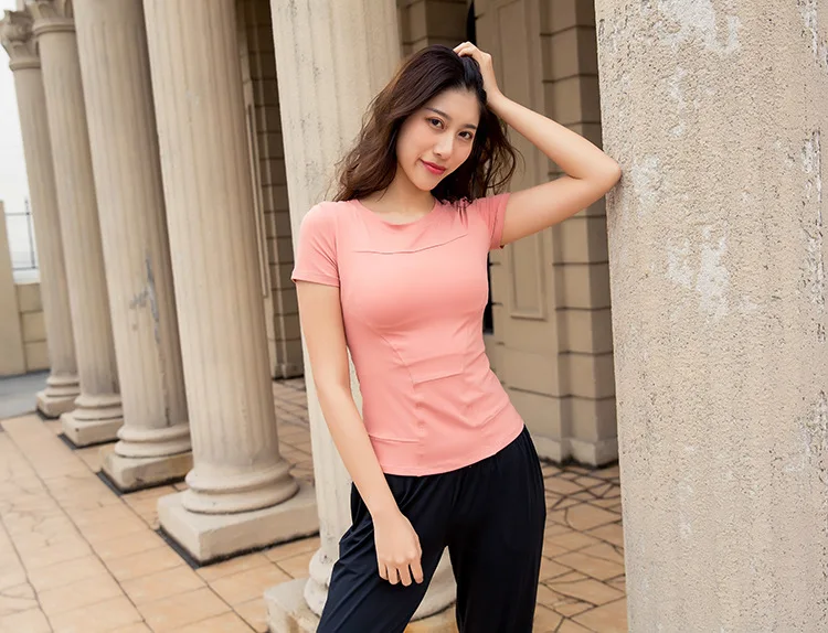 Женские футболки для йоги фитнес лоскутное спортивный топ дышащий Activewear Бег Рубашка тренировки Gymwear для похудения эластичная спортивная одежда
