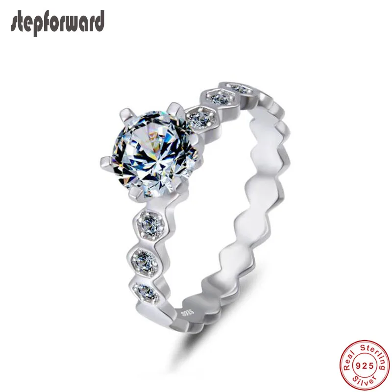 

High Quality Popular New Arrival Beautiful Crown Ring 925 Silver Six-Prong Zircon Wedding Ring For Girls