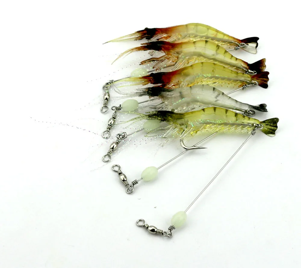 5PCS New hot sabiki 7.5CM 6.6G Luminous soft grass shrimp softbait