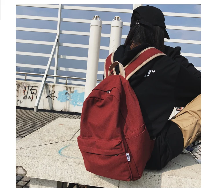 Janespri High Quality Backpack Canvas Women Backpack Solid Mochila Escolar Girls Laptop Backpack School Bags Backpack for teens_28