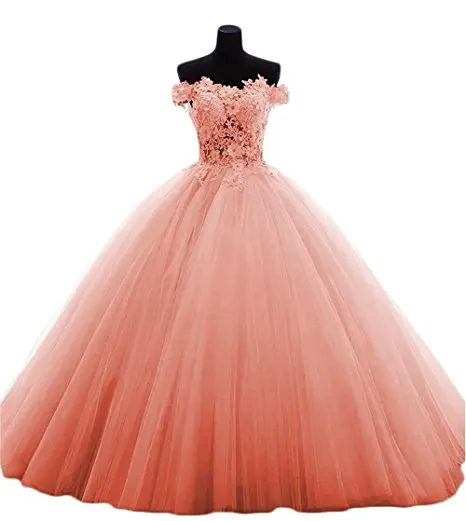 Blush ANGELSBRIDEP Бальные платья с вырезом лодочкой 15 вечерние сексуальный, кружевной, с аппликацией со шлейфом Роскошные Vestido дебютантные платья размера плюс - Цвет: Blush