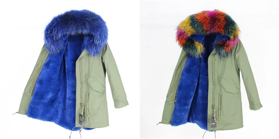 OFTBUY 2019 длинный зеленый парка зимняя куртка, пальто настоящие женские пальто с мехом парки натуральный мех енота воротник теплой мягкой
