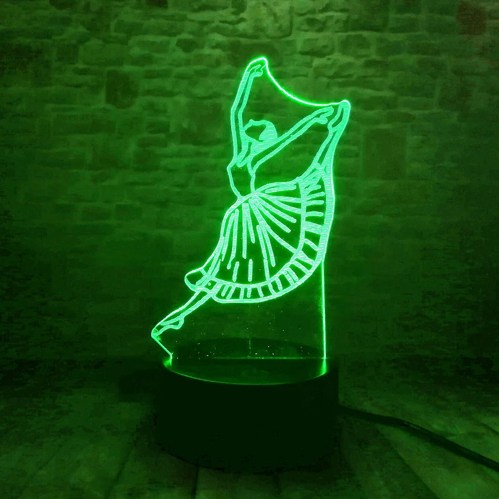 Luminaria балетный 3D ночник для девочек красивый танец 7 цветов светодиодный