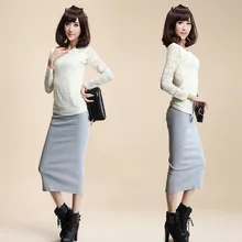 Летняя Сексуальная шикарная офисная юбка-карандаш со средней талией, шерстяная вязанная длинная Повседневная узкая юбка, женская одежда