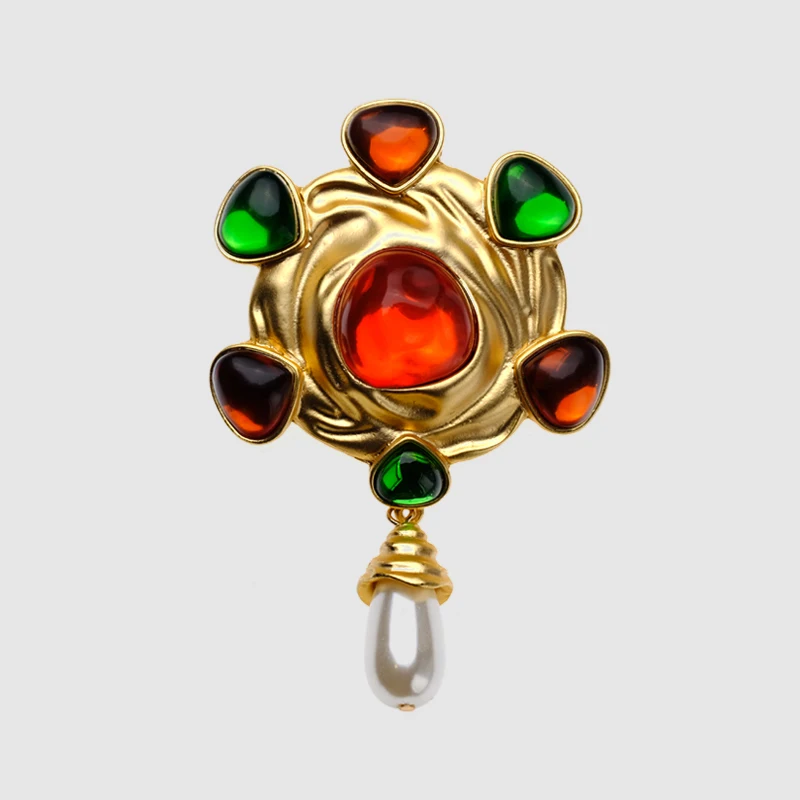 Broche Adorita Boutique Espiral Ouro Listras Cor Embelezado 1 Joias e Acessórios