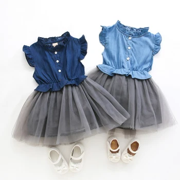 

Toddler Girls Jeans Patchwork Tutu Dresses Baby Girl Princess Birthday Party Dress Ball Gown Kids Vestido Children's Clothing