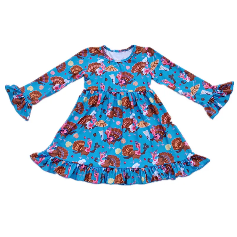 Thanksgiving baby girls boutique dress wholesale fall/winter little