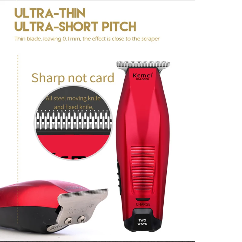 

JuneJour Drop shipping Kemei Portable Rechargeable Hair Stainless Steel Blade Adjustable Professional Styling Tool