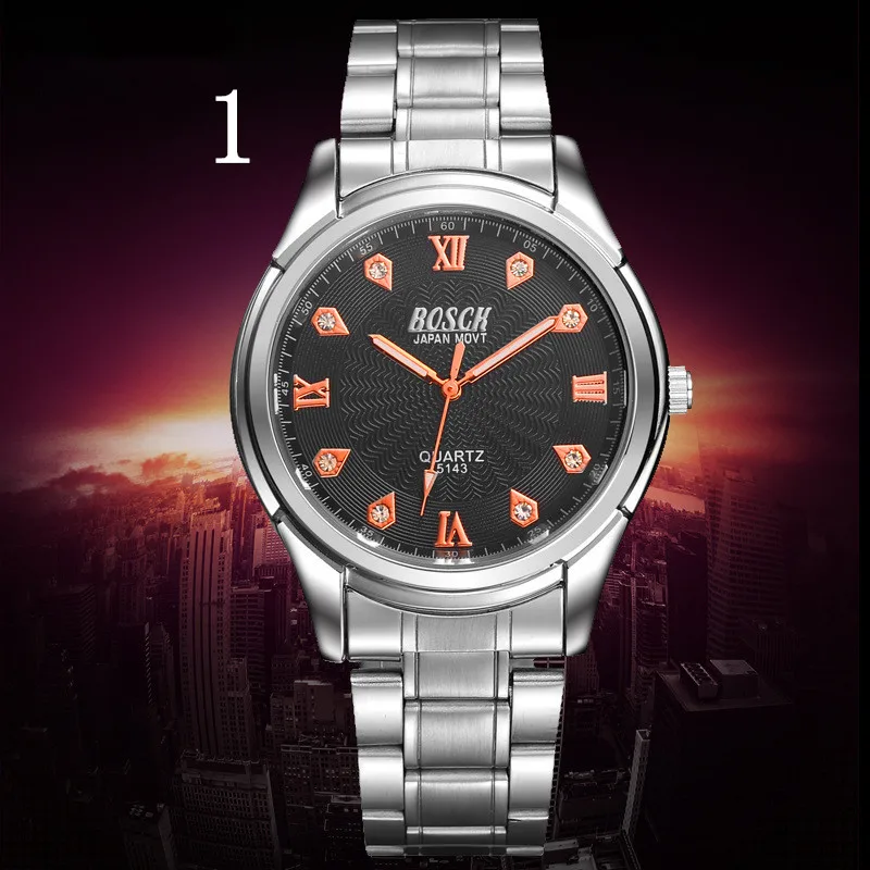

men's wrist watch top brand luxury sports quartz watch men's business stainless steel silicone waterproof wrist watch.