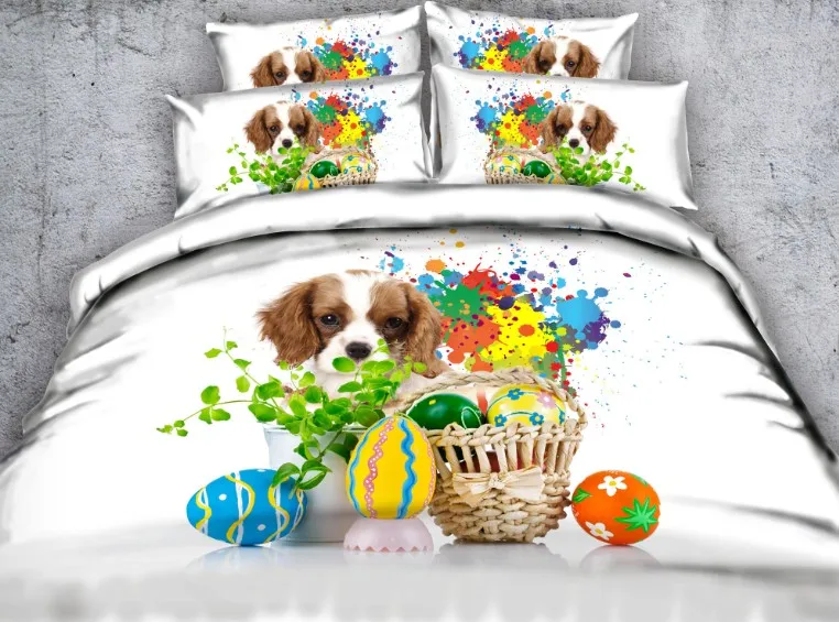 

Dog Bedding set Luxury 3D duvet cover sets Cotton bed sheets sheet linen California King Queen size full twin bed in a bag 4PCS