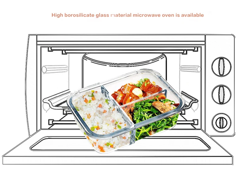 Корейский стиль Ланч бокс стеклянный микроволновый Bento ящик для хранения еды