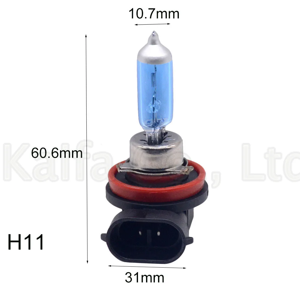 Синий автомобиль светильник H1 H3 H4 H7 H9 H11 9005 HB3 9006 HB4 Авто галогенные лампы туман светильник s 55W 100W 12V Супер белый головной светильник s лампы - Цвет: H11