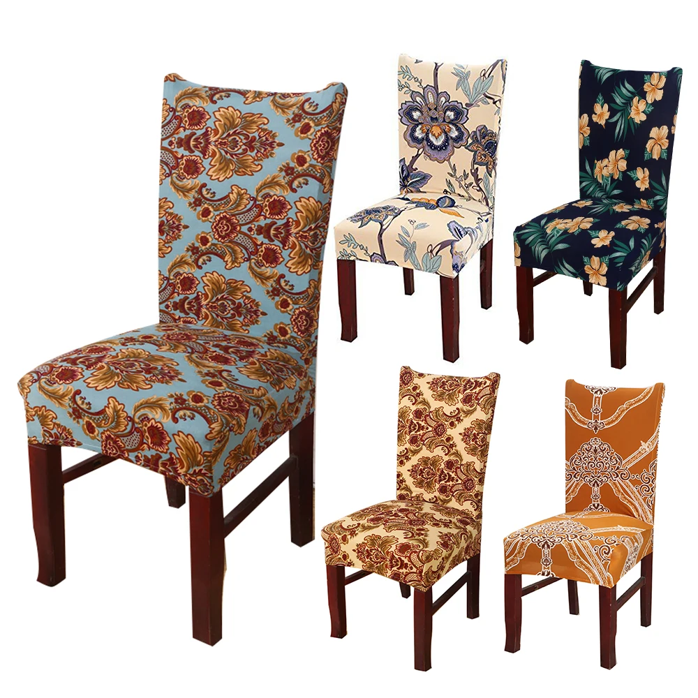 

Flower Chair Cover print Stretch seat Dining Chair Covers Protector Slipcover Hotel banquet Dining Room wedding decoration YT007