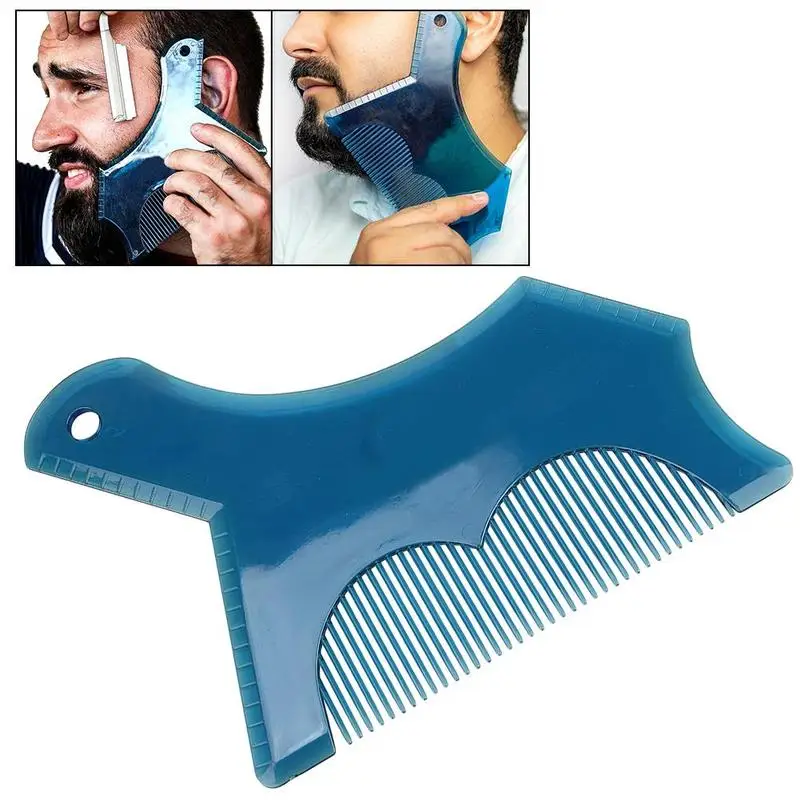 

New Innovative Design Beard Shaping Tool Transparent Blue Patent Beard Style Comb Stencil Template Ruler Template Guide