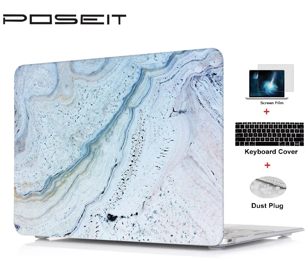 Plastic Hard Case Cover Laptop Shell+Keyboard Cover+Screen Film+Dust Plug For Macbook Air 11 13 Pro 13 15 Retina Touch Bar 13 15