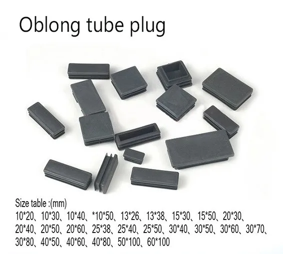 

20*30 40 50 60 80mm Oblong Rectangle Plastic feet tube plug,blanking Tube insert ending square feet cap furniture feet