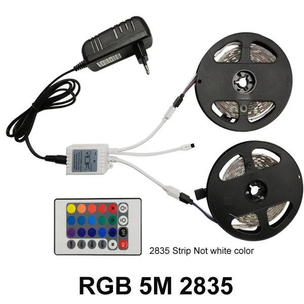 Светодиодная лента светильник SMD 5050 RGB лента Диодная лента RGB 5050 DC 12 В 5 м 10 м гибкая лента полный набор DIY контроллер и адаптер - Испускаемый цвет: 10M 2835 54LED M