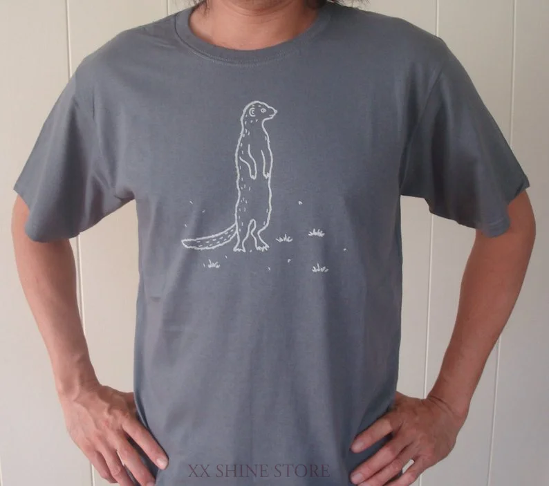 

Meerkat Mongoose T shirts for Men 100% cotton funny print men t shirt women O-neck Casual tops tees