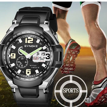 

SYNOKE Men Military Watch 50m Waterproof Dive Wristwatch LED Quartz Sports Clock Male Watch Men Digital Relogios Masculino #a
