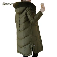 Пуховик модный теплый с капюшоном чистый цвет женский пуховик зимний средней длины высокого качества Женский пуховик SES859