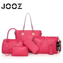 Bolso Femenino de la manera del Enrejado de LA PU de Cuero 6 Unids Bolsas Compuestas conjunto de las mujeres crossbody bolsos de hombro de la señora bolsas jooz bolso de marca embrague