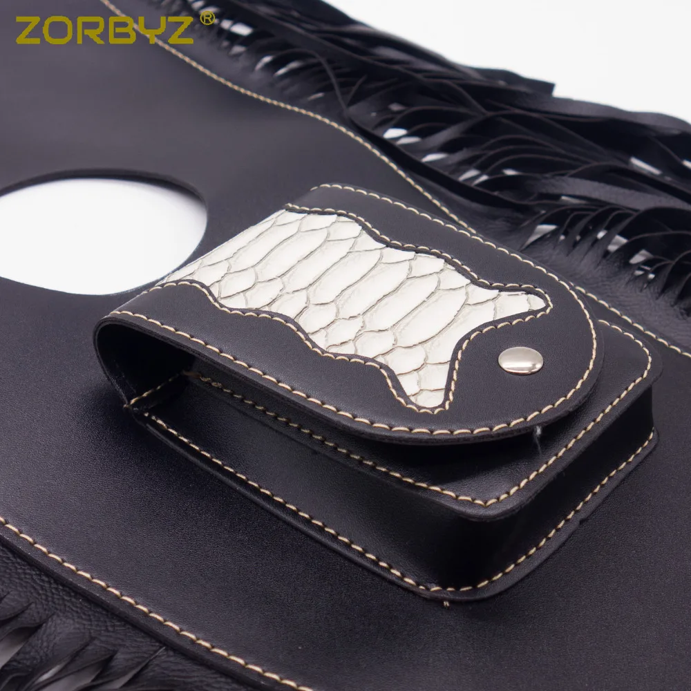 ZORBYZ новая мотоциклетная черная крышка из искусственной кожи с бахромой, крышка панели, сумка для Suzuki Honda Kawasaki Triumph