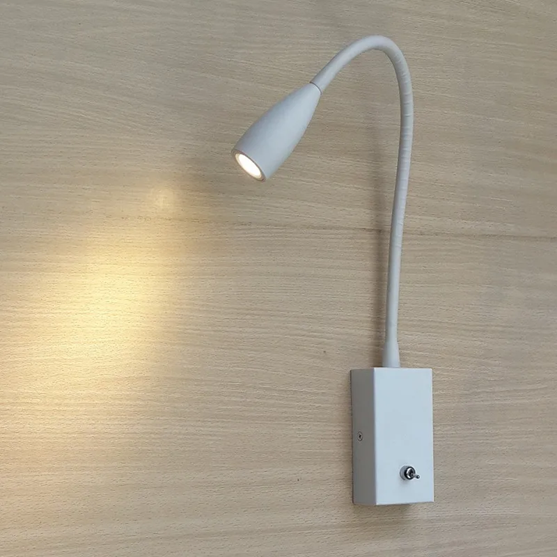 

TopocH Headboard LED Reading Lights on/off Switch 30 Degree Beam Matte White LED 3W AC100-240V DC12-24V for Room RV Boat