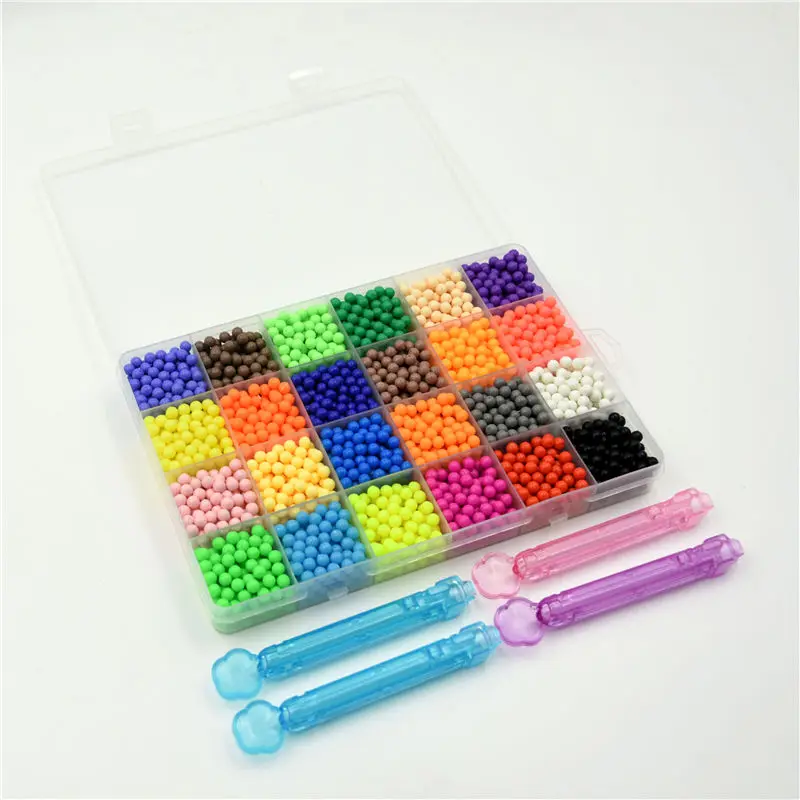 24 colors Water Sticky Perler Beados Pegboard Set  Nice Beads kits  Fuse Bead Jigsaw Puzzle education toys kids gift