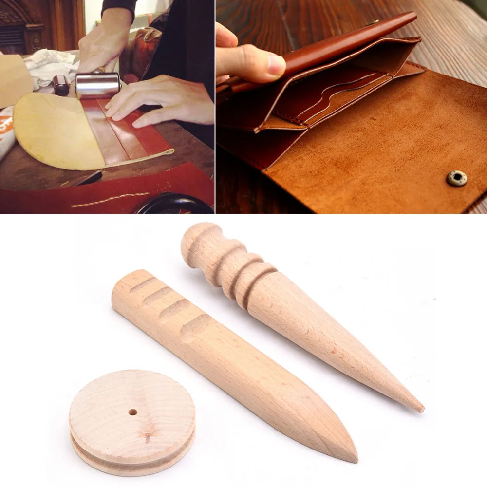 

3pcs/set DIY Leather Paper Cloth Craft Tool Sewing Leather Edge Slicker Bunisher Leather Edge Polishing Rod Polishing Tools