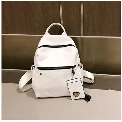 Модная женская сумка на плечо из искусственной кожи, Большой Вместительный женский рюкзак, повседневный рюкзак для колледжа, рюкзак с кисточкой, Bolsas Mochila - Цвет: white JY6642