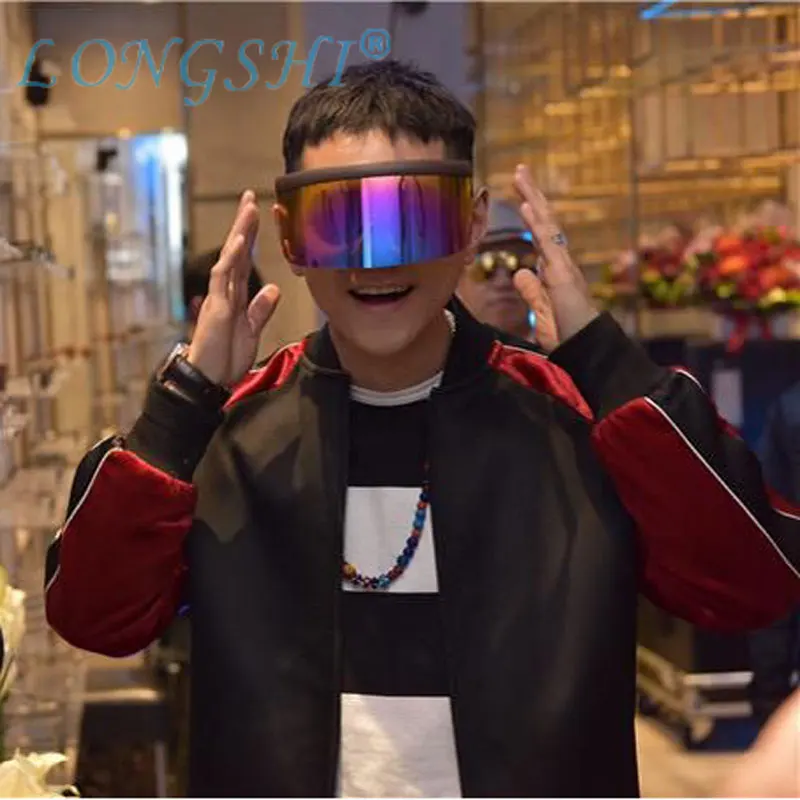 Oversize Shield Visor Sunglasses Flat Top Sunglasses Mono Mirrored Lens Large with UV Protection Driver Goggles Plus