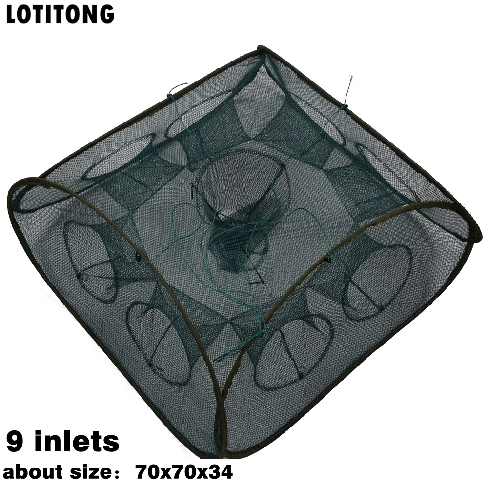 

LOTITONG 3 style 5 9 21 Inlets Syncronisation Cage Automatic Shrimp Cage Folding Fishing Net Cage Cast Fishing Net Tackle