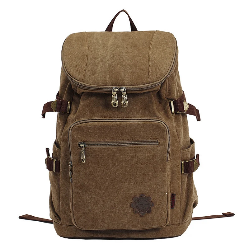 Men's Backpack Vintage Canvas Rucksack Large Capacity Traveling Daypack