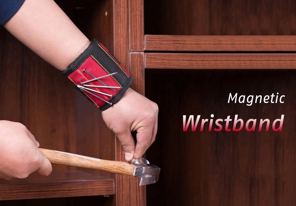 Magnetische Armband Tragbare Werkzeug Tasche mit 3 Magnet Elektriker Handgelenk Werkzeug Gürtel Schrauben Nägel Bohrer Armband für Reparatur Werkzeug