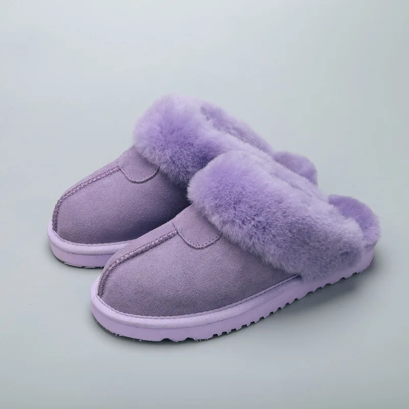 UVWP женская домашняя обувь из натуральной овечьей кожи с натуральным мехом; зимние тапочки для женщин; домашняя обувь; теплые шерстяные тапочки