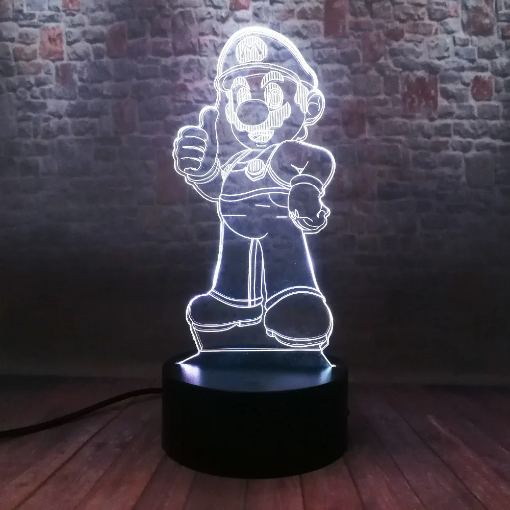 Winner Mario Bros Figma Модель 3D ночник светодиодный 7 цветов меняющая Лампа Супер Марио Фигурки Аниме игрушечные детские подарки для мальчиков