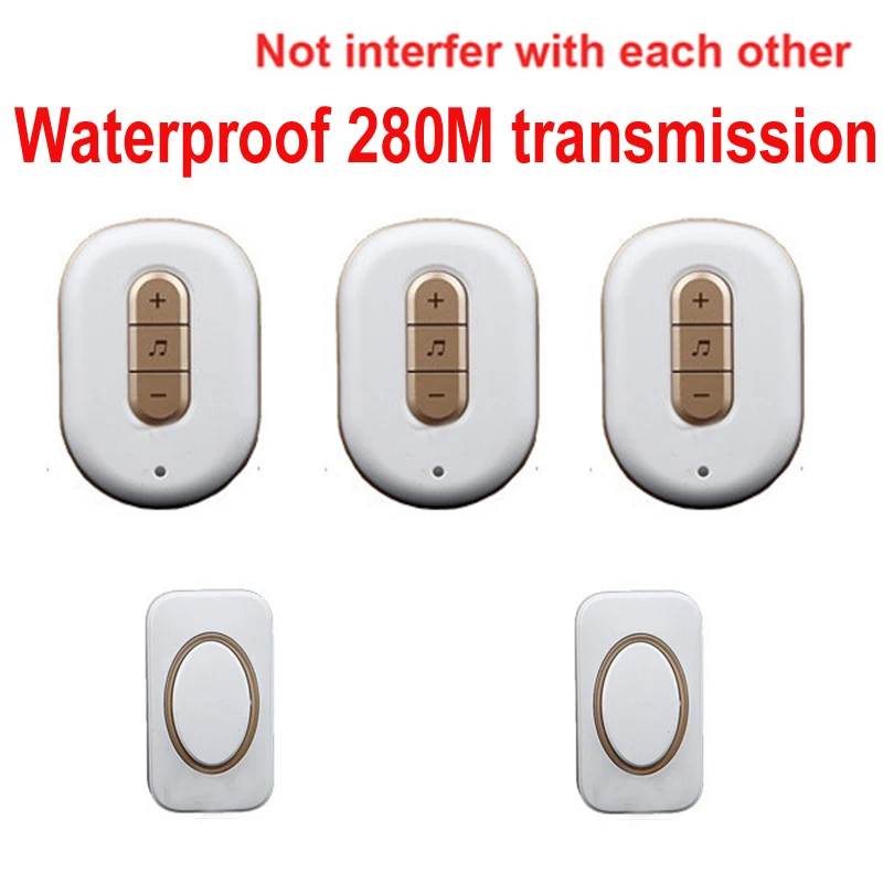 ring set 5 wall 280M working bell w/ 2 emitters+3 receivers wireless