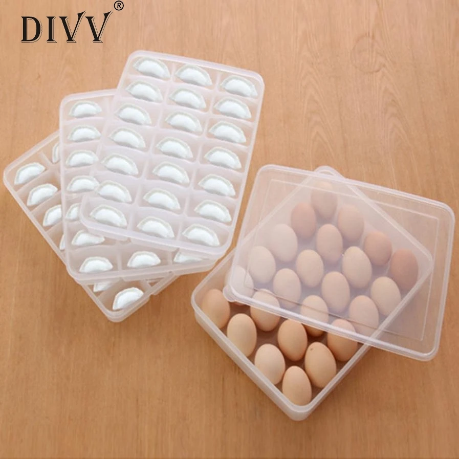 DIVV Dumplings Eggs Storage Box container Single Layer plastic Refrigerator Food Levert Dropship L629 | Дом и сад