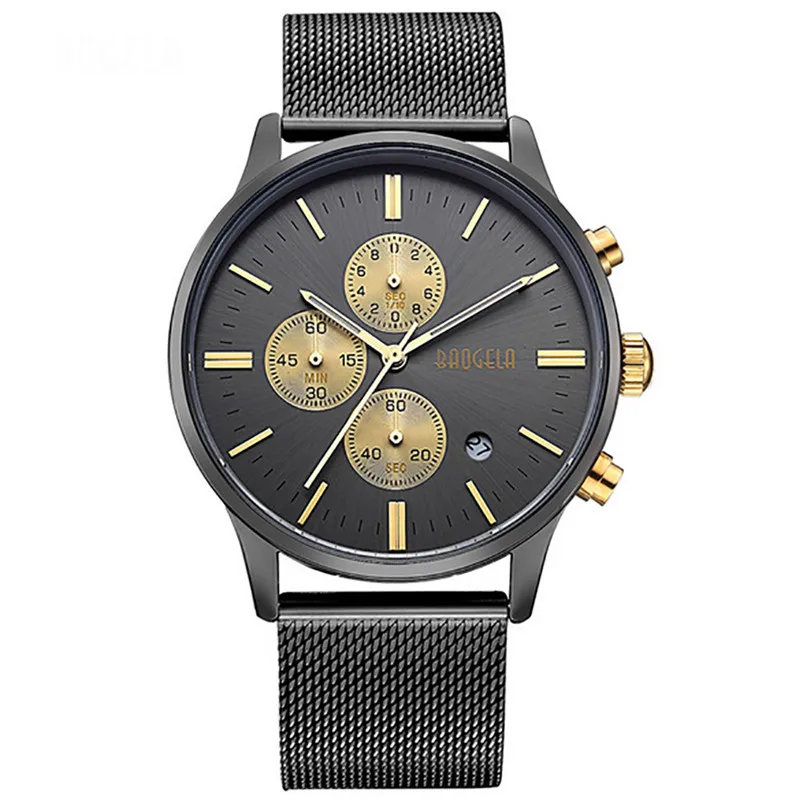 

2017 Luxury Fashion Men Watch Quartz Mens Quartz Analog Wrist Delicate Metal Mesh Luxury Business Calendar Watches shope #3005
