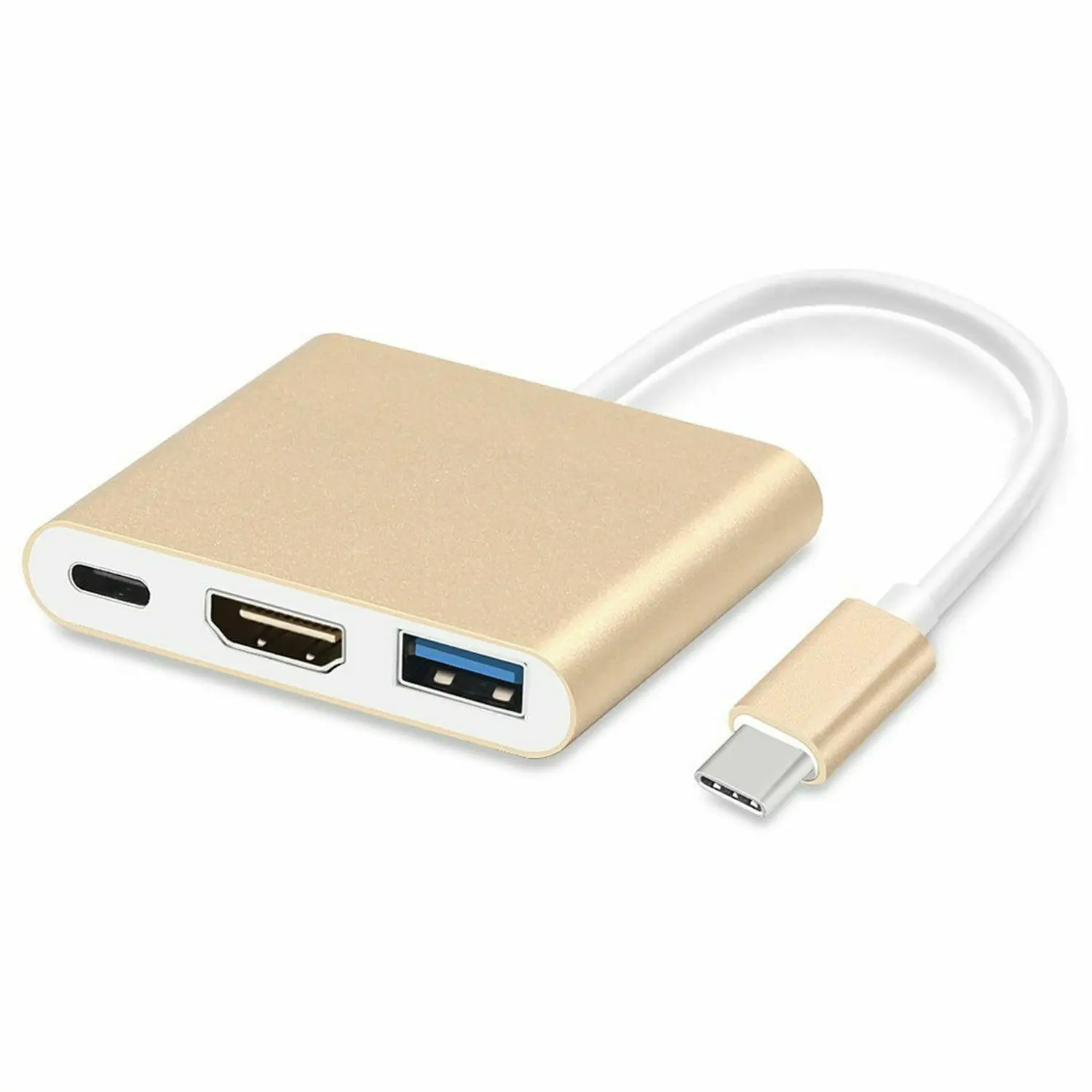 Usb c HDMI Usbc к Hdmi 3,1 конвертер адаптер Тип c к HDMI/USB 3,0/type-C для Apple Macbook huawei Mate10 samsung S10 Plus - Цвет: Gold