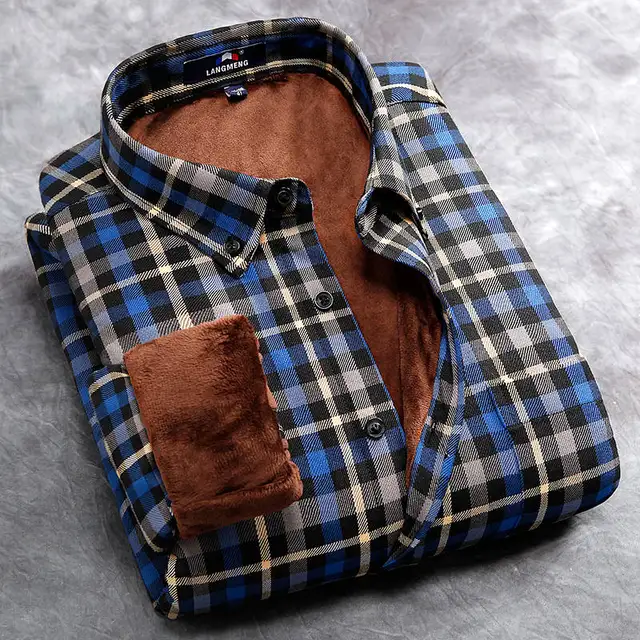 clearance Super Warm Casual Shirts brand quality male long sleeve men