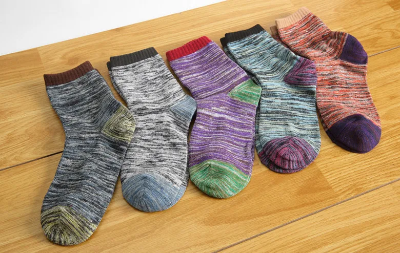 Модные Цветные яркие носки, мужские популярные цветные полосатые жаккардовые носки с большим горошком, мужские носки из чёсаного хлопка, носки в деловом стиле, 5 пар/лот - Цвет: 4