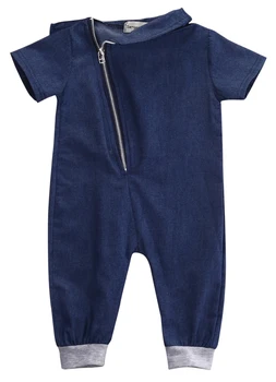 

Newborn Infant Baby Girls Boy Jumpsuit Denim Short sleeves Romper Body Outfits Fashion Clothes 0-3Y AU