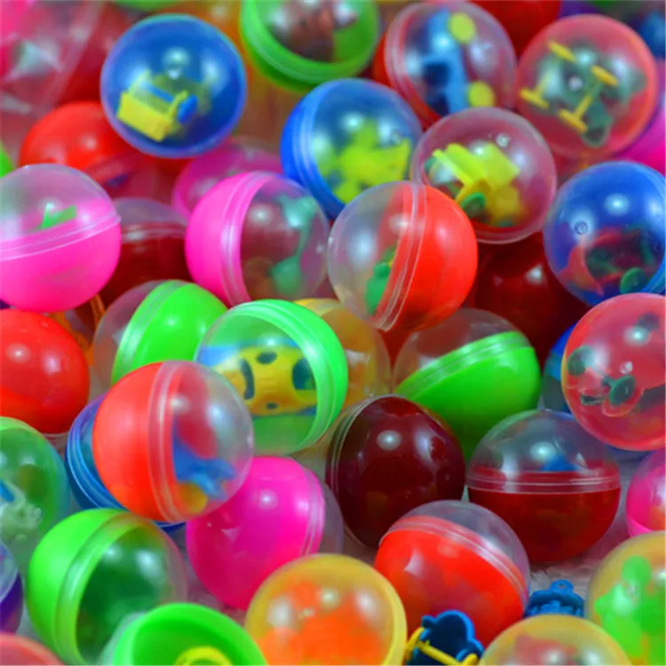 100pcs Plastic Toys Ball 32mm Half Clear Half Colored Plastic Capsule