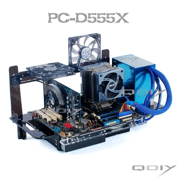 

QDIY PC-D555X PC ATX Personalized Acrylic Computer Tower Opening Black Transparent Computer Frame Case