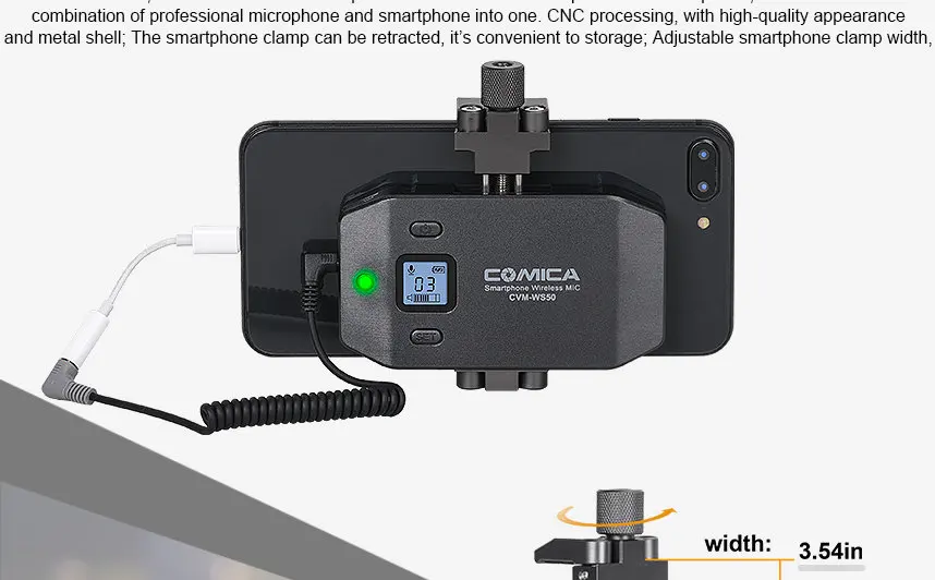 CoMica CVM-WS50A Pro Микрофон для смартфона с отворотом беспроводной микрофон w Bluetooth RC ручка интеллектуальное видео для прямой трансляции Youtube