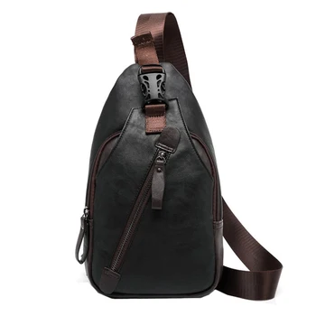 

New Men PU Leather High Quality Travel Cross Body Messenger Shoulder Fashion Casual Sling Pack Chest Bag